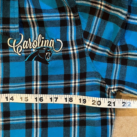 NFL Team Apparel Carolina Panthers Plaid Flannel Button-Down Shirt Women’s XL - Picture 4 of 8